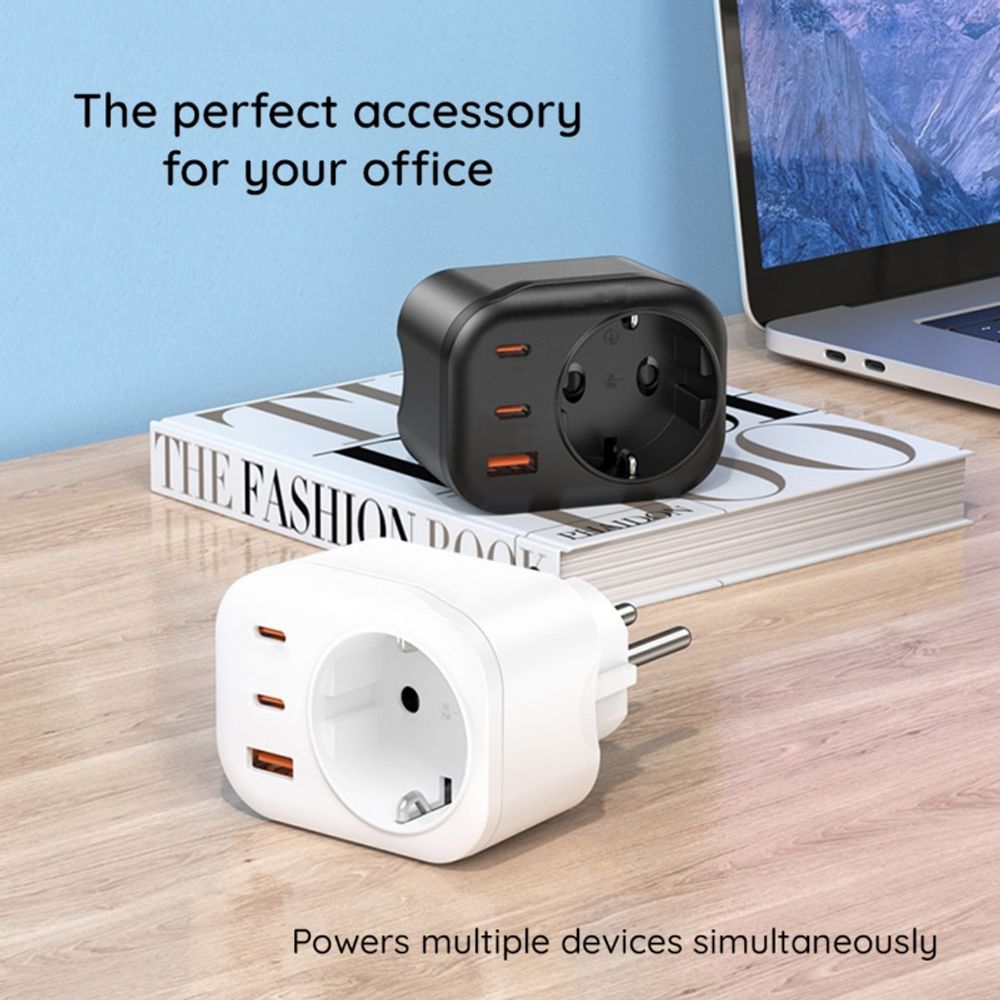 Zidni punjač HAVIT UC142 30W 3A 1 x USB-A - 2 x USB-C - 1 x Schuko crni slika 3
