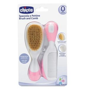 Chicco Set četka i češalj za bebinu kosu 0m+, Rozi