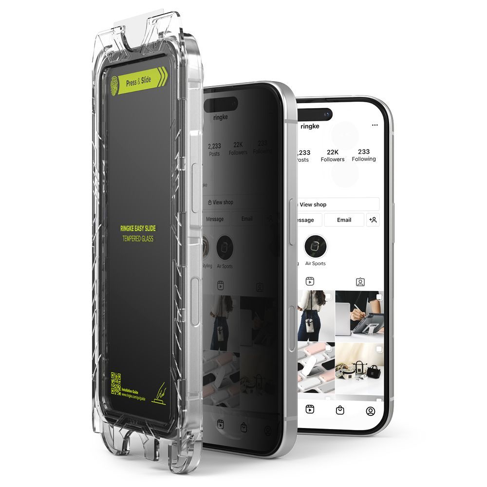 Kaljeno staklo Ringke Easy Slide (2 kom) za iPhone 16 Pro Max - Privacy slika 2