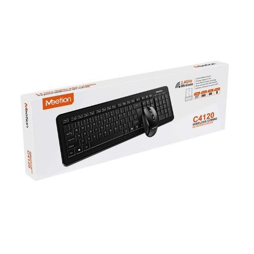 MEETION C4120LITBK SET 2U1, BEŽIČNA 2.4GHZ SILENT Tastatura + BEŽ.Miš, CRNI slika 2