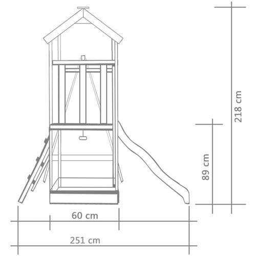 Kućica za igru ljestve, tobogan i ljuljačka 251x242x218 cm drvo slika 3