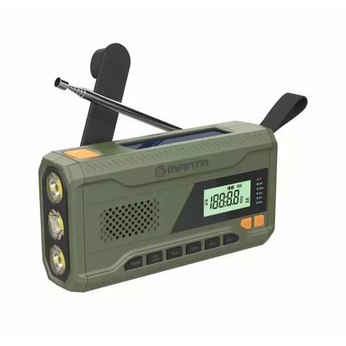MANTA radio FM, AM, 3W, solarno+ručica+baterija+USB-C napajanje DYNAMO RDI401G slika 2