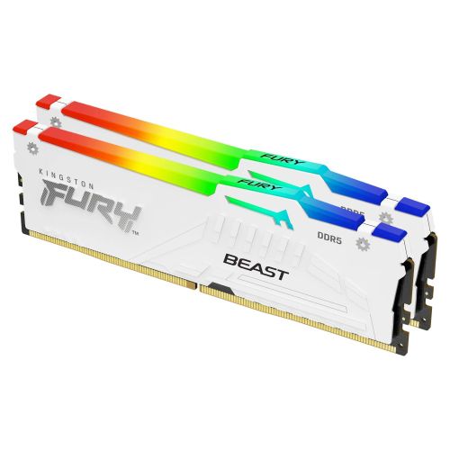 Memorija KINGSTON 64GB(2x32GB)/DIMM/DDR5/5200MHz/CL36/FURY Beast White RGB EXPO slika 1