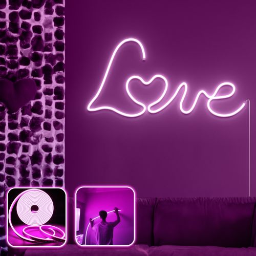 Opviq dekorativna zidna led svjetiljka, Love in Love - Large - Pink slika 2