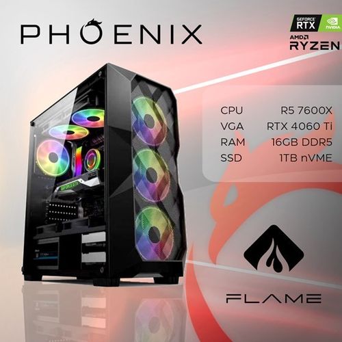Računalo Phoenix FLAME Y-560, AMD Ryzen 5 7600X, 16GB DDR5, NVMe SSD 1TB, RTX 4060 TI, NoOS slika 1