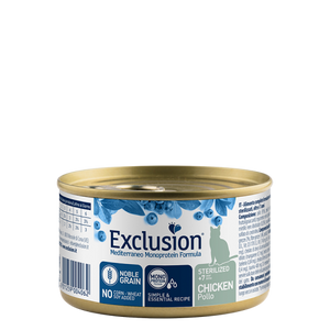 Exclusion Mediterraneo Monoprotein Formula, Sterilised 7+, potpuna hrana za starije sterilizirane mačke, piletina, 85 g