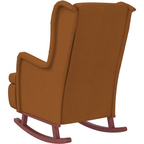 Fotelja s nogama za ljuljanje od kaučukovca smeđa baršunasta slika 13