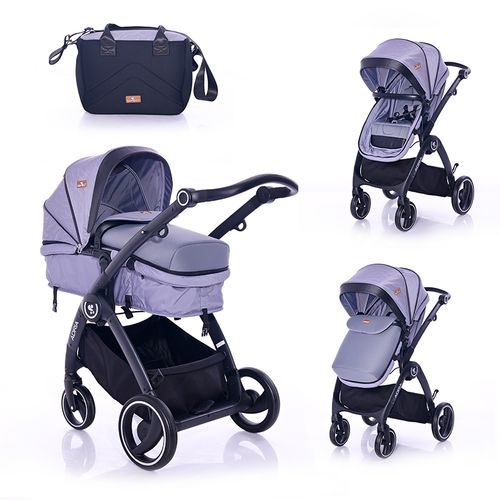 LORELLI ADRIA Kolica Grey 2u1 SET: Košara + Putna Torba + Zimska Navlaka (do 15 kg) slika 1