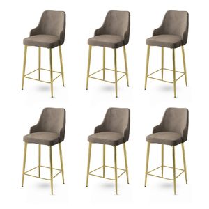 Enox - Gold Cappuccino Bar Stool Set (6 komada)