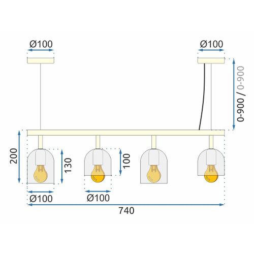 TOOLIGHT VISEĆA SVJETILJKA APP1030-4CP WHITE slika 8