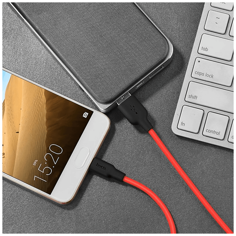 hoco. USB kabl za smartphone,silikonski,1.2 met, 2 A,crno/crveni - X21 Silicone USB type C, Black/Red slika 5
