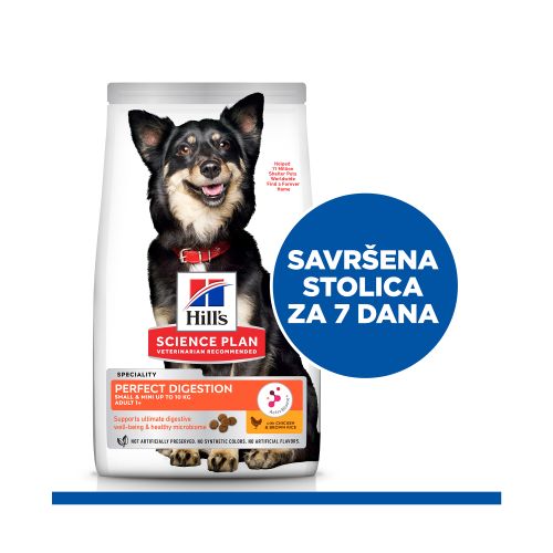 Hill's Science Plan PERFECT DIGESTION Small & Mini Adult 1+ Hrana za Pse sa Piletinom i Smeđim pirinčem, 6 kg slika 3