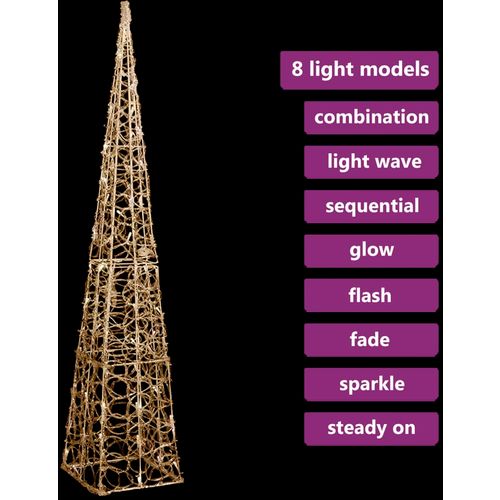 Akrilni ukrasni stožac s LED svjetlima topli bijeli 120 cm slika 12
