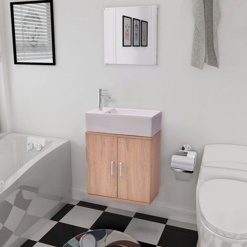 3-dijelni Komplet Namještaja za Kupaonicu sa Umivaonikom Bež slika 11