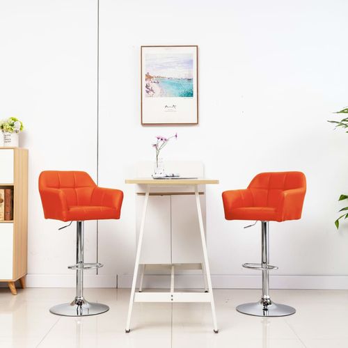 Barski stolci s naslonima 2 kom narančasti od umjetne kože slika 1