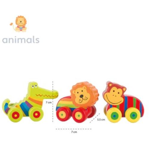 Orange tree toys Drveni set vozalica- 3 životinje iz džungle slika 2
