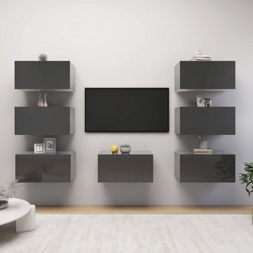 TV ormarići 7 kom visoki sjaj sivi 30,5 x 30 x 60 cm od iverice slika 14