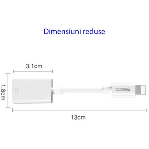 Yesido - OTG kabelski adapter (GS10) - Lightning na USB- Plug & Play- 5Gbps - bijeli slika 4