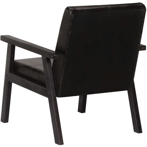 Fotelja od prave kože crna slika 24