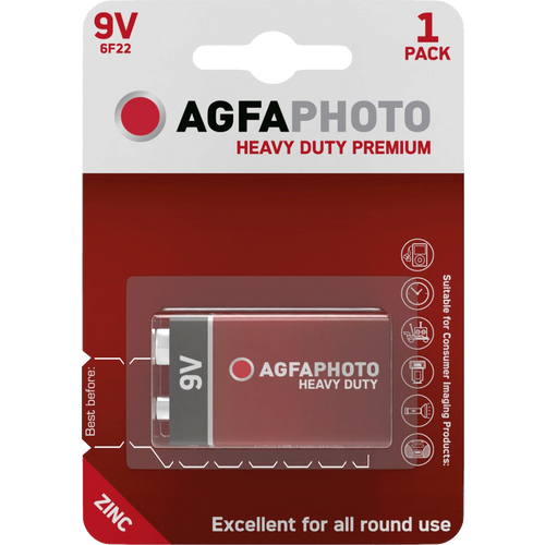Agfa Zinc baterije, 6F22, 9 V, blister 1 kom. - 9V B1 slika 1