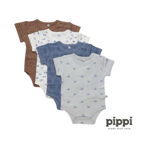 Pippi - Bodi kratki rukav s printom (4 kom), Blue Mirage, vel. 62 slika 2