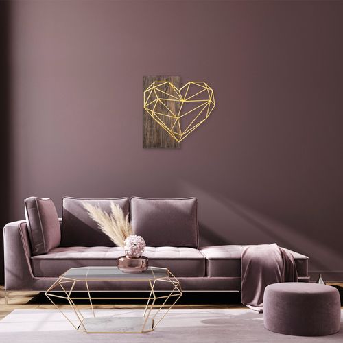 Wallity Drvena zidna dekoracija, Heart - Gold slika 3
