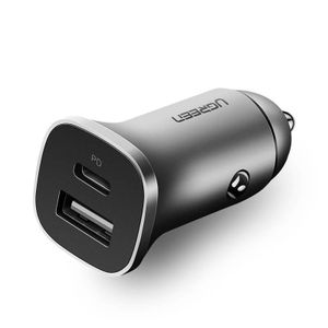 Ugreen auto punjač USB + USB-C PD 18W sivi - kutija