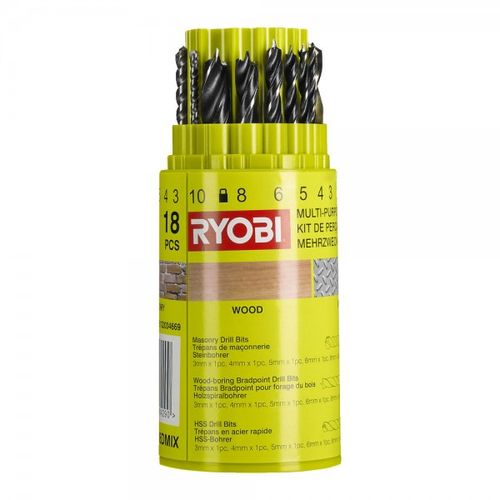 Ryobi set svrdla RAK18DMIX (drvo,kamen,željezo) RPP24 slika 1