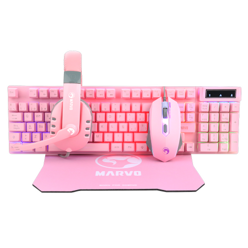 Tast+Mis +Slusalice USB MARVO CM370 GAMING PINK slika 1