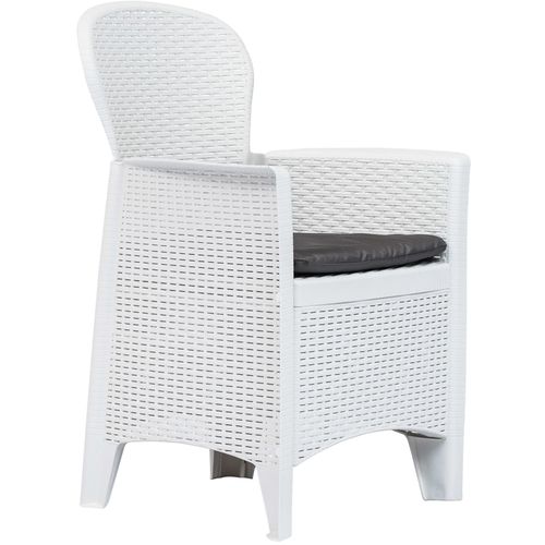 Vrtne stolice 2 kom s jastucima bijele plastične nalik na ratan slika 9