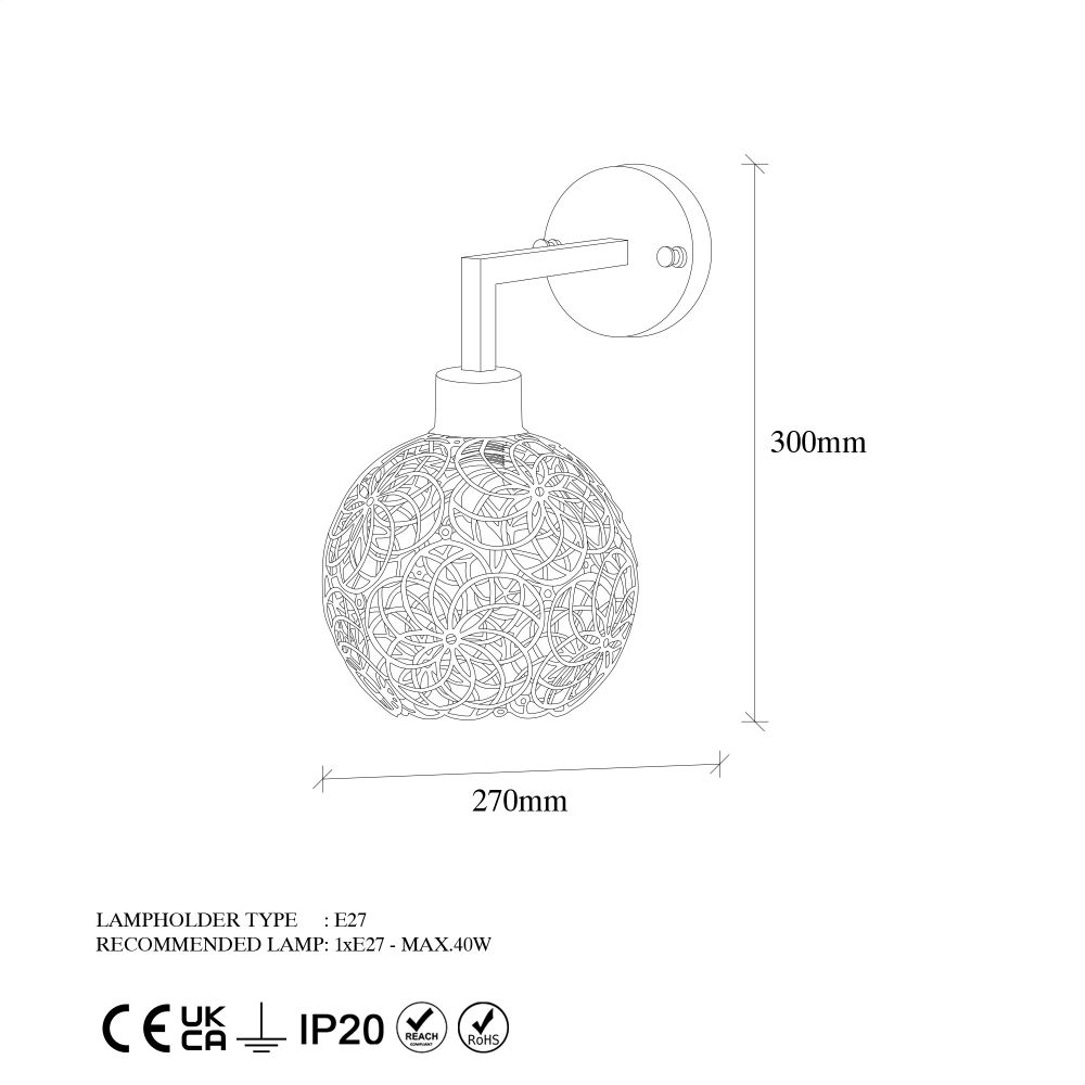 Hay - 11870 Crna Zidna Lampa slika 5