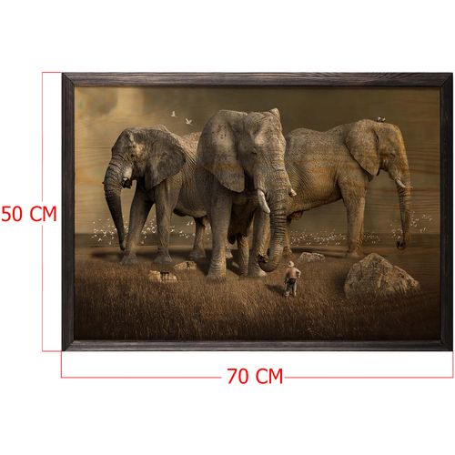 Wallity Drvena uokvirena slika, Elephant Horde XL slika 3