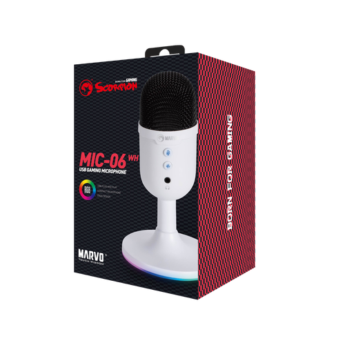 MARVO MIC-06 WH WIRED MICROPHONE RGB WHITE slika 3