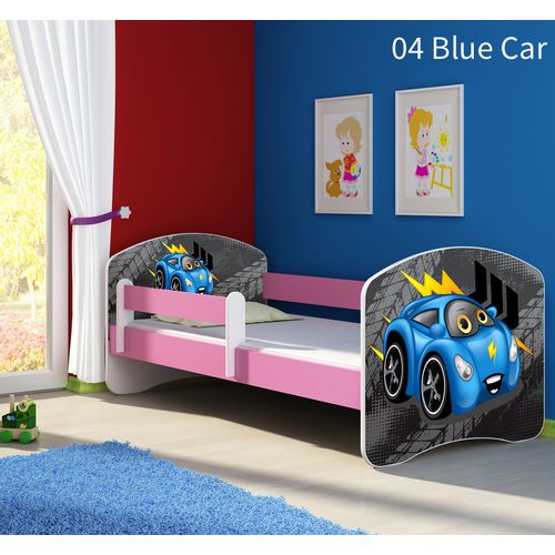 Dječji krevet ACMA s motivom, bočna roza 140x70 cm - 04 Blue Car slika 1