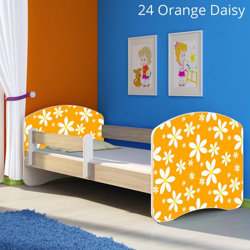 Dječji krevet ACMA s motivom, bočna sonoma 180x80 cm 24-orange-daisy slika 1