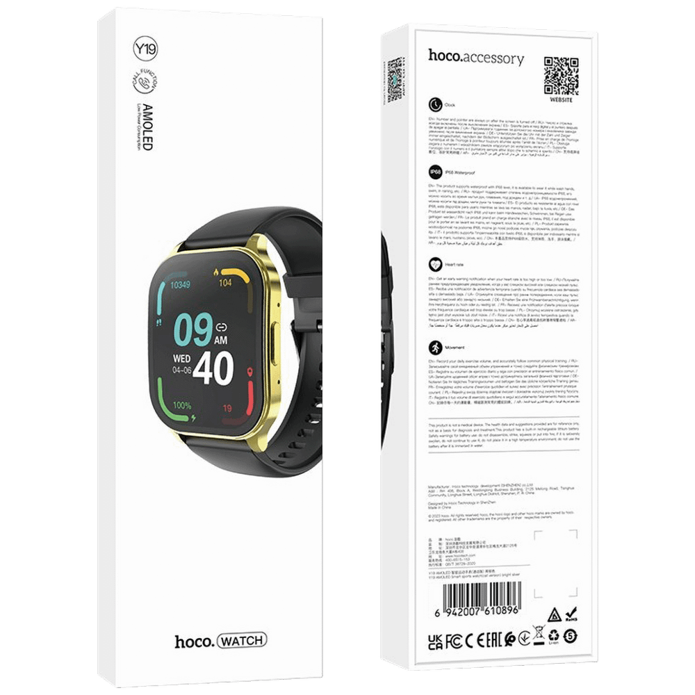 hoco. Pametni sat, 1.96", AMOLED zaslon, Bluetooth, IP68 - Y19 Gold slika 3