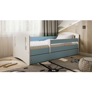 Drveni dječji krevet Classic 2 s ladicom - plavi - 140*80cm