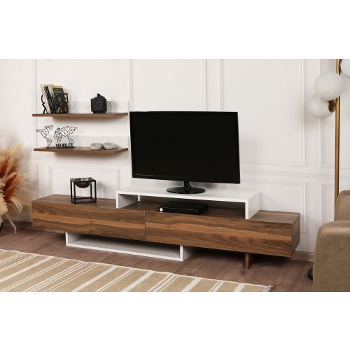 Woody Fashion TV jedinica, Bijela boja tikovina, Nirvana - Teak, White slika 2