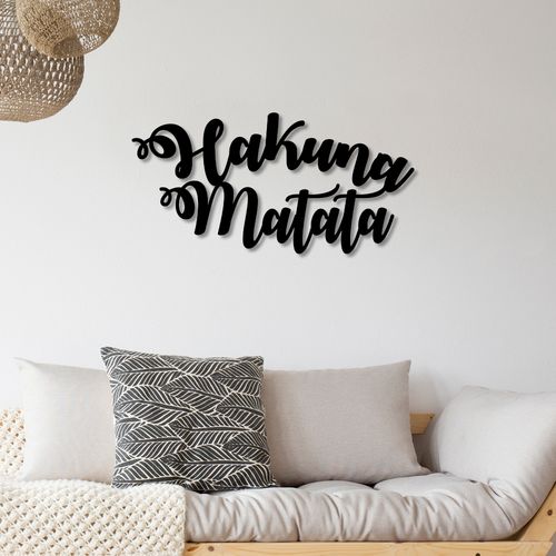 Hakuna Matata Black Decorative Metal Wall Accessory slika 1