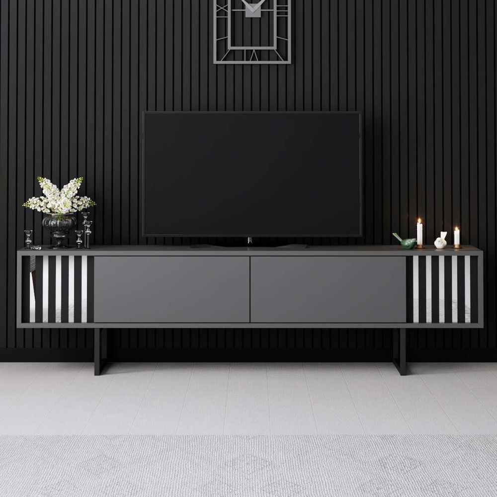 TV Stalak Chrome Line - Antracit i Crna slika 2