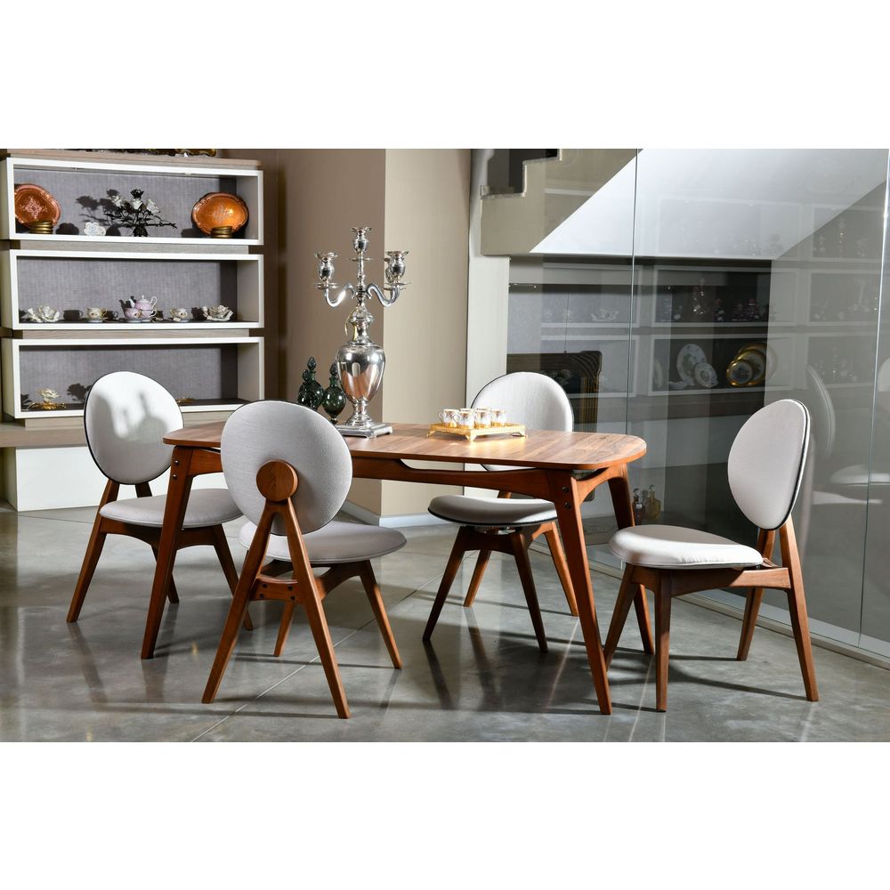 Touch Wooden - Set stola i stolica od orahovog drveta 'Cream Walnut' (5 komada) slika 9