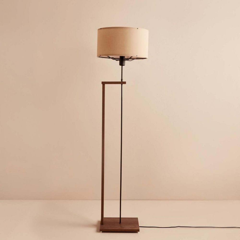 Podna Lampa AYD-3476 - Bež, Braon i Drvena slika 1
