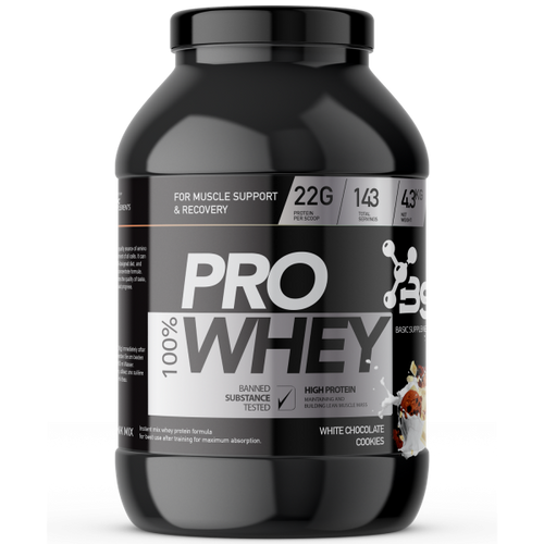 100% PRO WHEY 4.3KG BASIC SUPPLEMENTS -  White Chocolate &Cookie slika 1