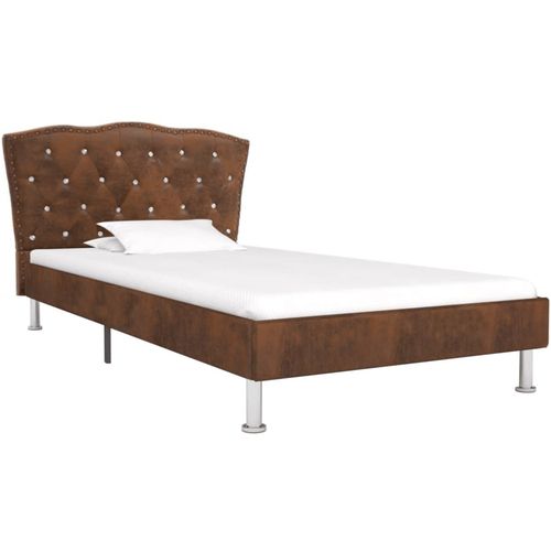 280542 Bed Frame Brown Faux Suede Leather 90x200 cm slika 39