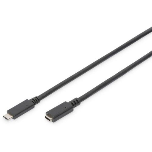 Digitus USB kabel USB 2.0 USB-C® utičnica, USB-C® utikač 1.50 m crna fleksibilan, zaštićen s folijom, pletena zaštita AK-300210-015-S slika 1