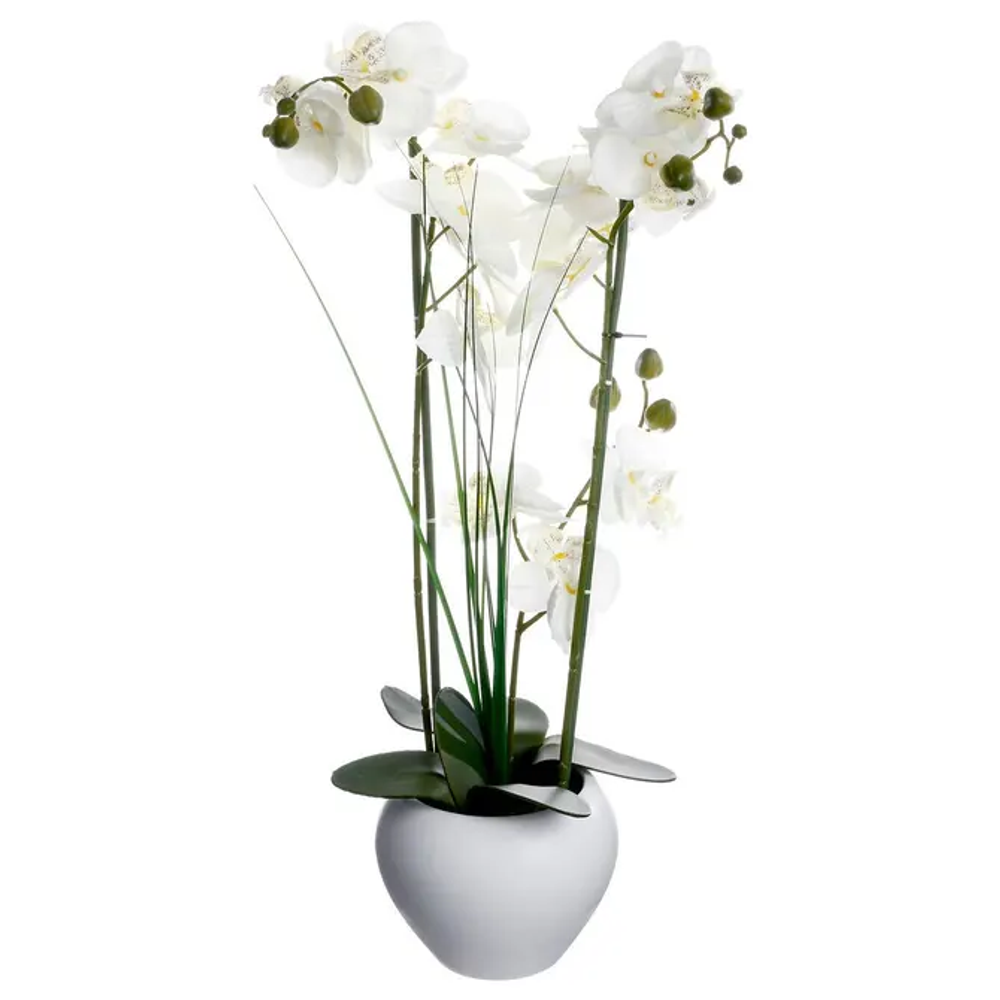 Atmosphera umjetno cvijeće u tegli orhideja 53cm cement/plastika bijela slika 1