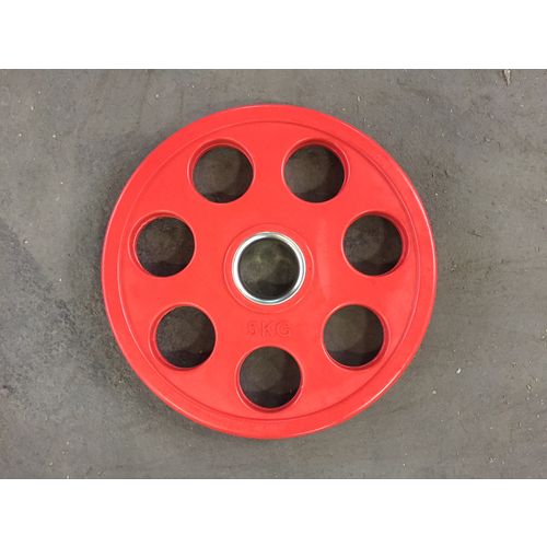 Olimpijski 7-grip gumirani disk uteg 5 kg/ф 51 mm slika 1