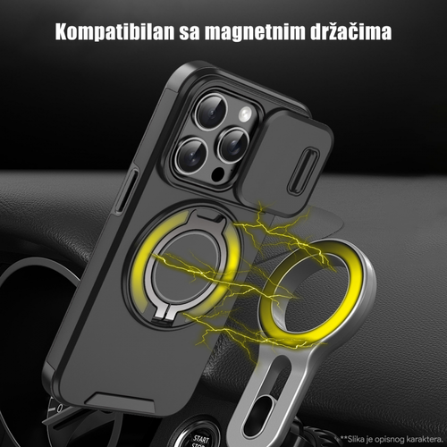 Torbica CamShield Ring stand za iPhone 14 Pro 6.1 crna slika 6