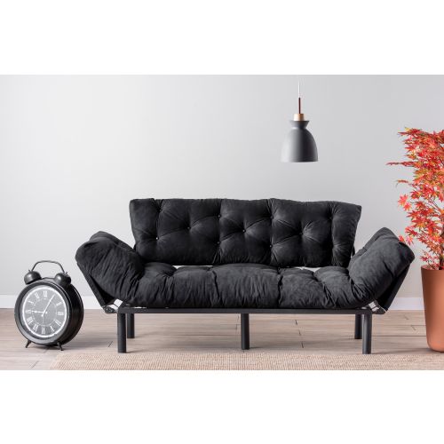 Atelier Del Sofa Trosjed na razvlačenje, Crno, Nitta Triple - Black slika 2