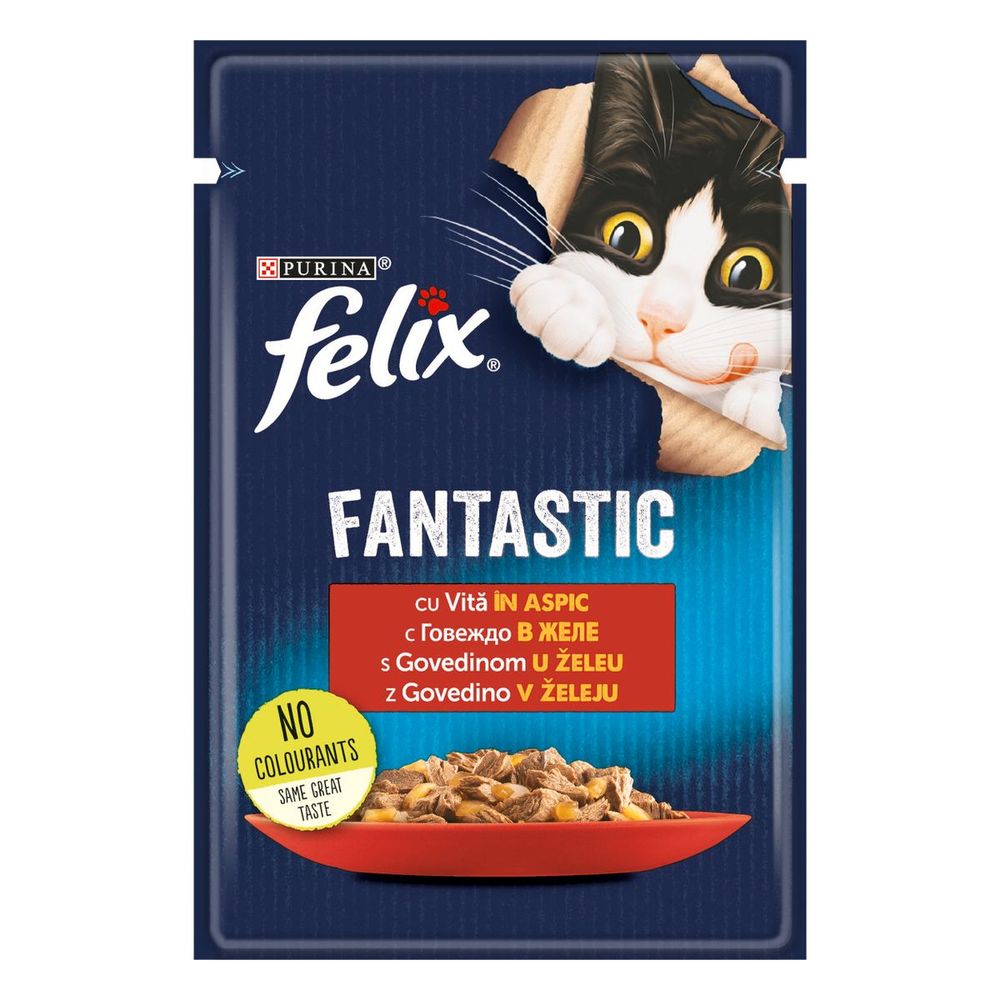 FELIX Fantastic, potpuna hrana za odrasle mačke, mokra hrana sa govedinom u želeu, 85g slika 1